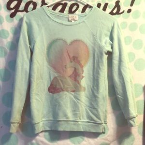 Blueish green unicorn girls sweater